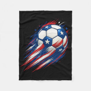 Red White And Blue Soccer Byll Patriotic Fourth Of Fleece Blanket