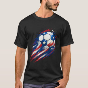 Red White And Blue Soccer Byll Patriotic Fourth Of T-Shirt