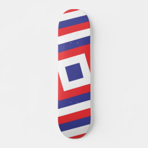 Red White and Blue Square Skateboard