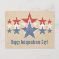 Red, White and Blue Star Cascade July 4th Postcard