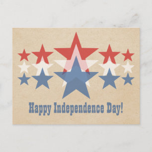 Red, White and Blue Star Cascade July 4th Postcard