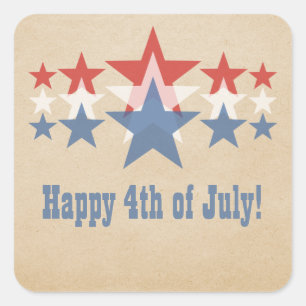 Red, White and Blue Star Cascade Stickers