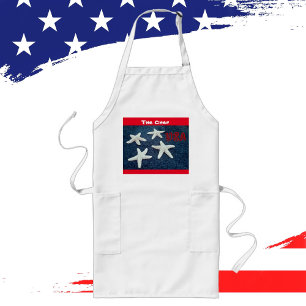 Red White and Blue Starfish Coastal Long Apron