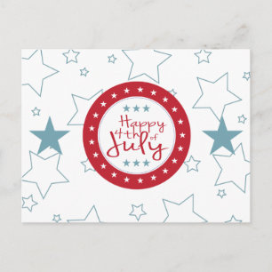Red White and Blue Stars 4th of July Postcards