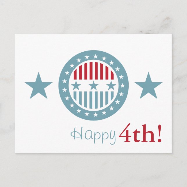 Red White and Blue Stars 4th of July Postcards (Front)