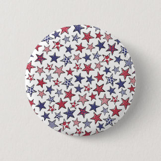 Red White and Blue Stars America Patriotic   6 Cm Round Badge