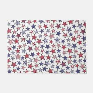 Red White and Blue Stars America Patriotic Doormat