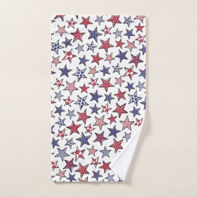 Red White and Blue Stars America Patriotic   Hand Towel (Hand Towel)