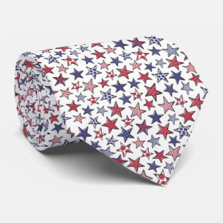 Red White and Blue Stars America Patriotic Tie