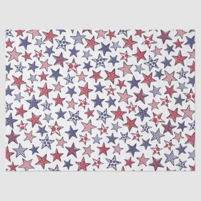 Red White and Blue Stars America Patriotic  Tissue Paper (Front)