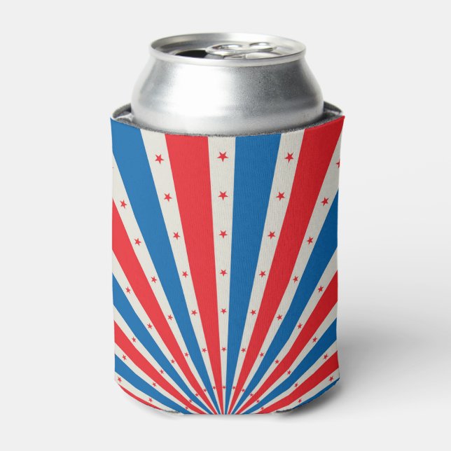  Red White and Blue Stars and Stripes  Can Cooler (Can Front)