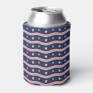 Red White and Blue Stars and Stripes Can Cooler