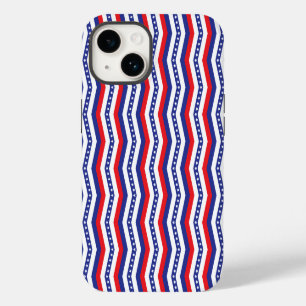 Red White and Blue Stars and Stripes Chevron iPhone 14 Case