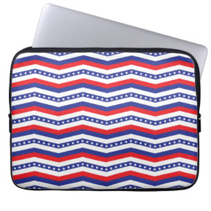 Red White and Blue Stars and Stripes Chevron Laptop Sleeve