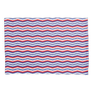 Red White and Blue Stars and Stripes Chevron Pillowcase