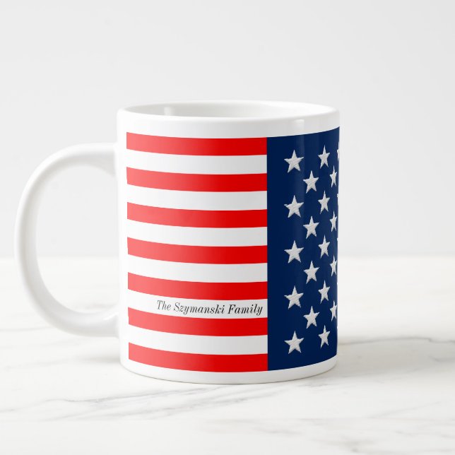 Red, White and Blue Stars and Stripes Large Coffee Mug (Left)