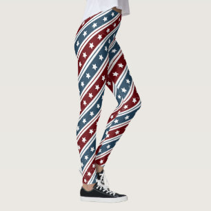 red white and blue stars and stripes leggings