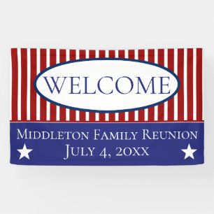 Red White and Blue Stars and Stripes Personalised Banner