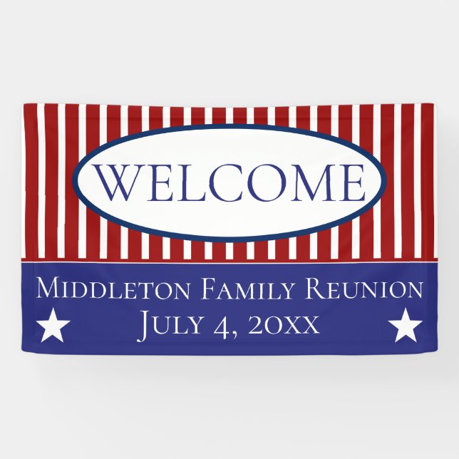 Red White and Blue Stars and Stripes Personalised Banner (Horizontal)