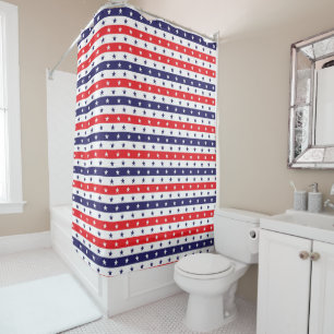 Red White and Blue Stars and Stripes Shower Curtain