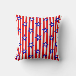 Red White and Blue Stars and Stripes Throw Pillow