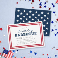 Red White and Blue Stars Any Age Birthday Barbecue