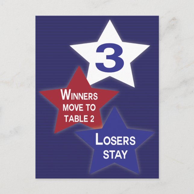 Red, White and Blue Stars Bunco Table Card #3 (Front)