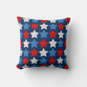 Red white and blue stars cushion
