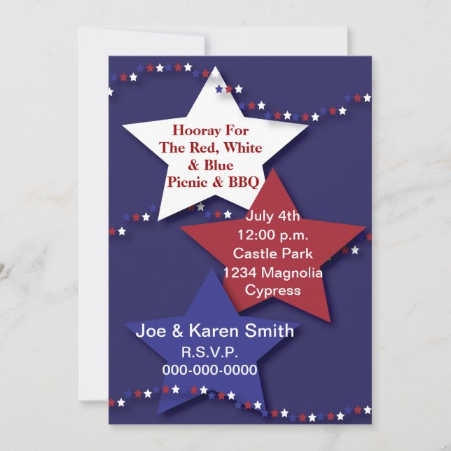 Red, White,and Blue Stars Invitation (Front)