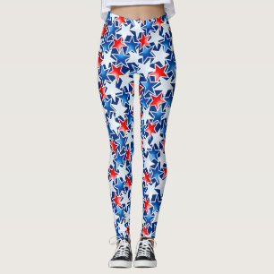 Red white and blue stars leggings