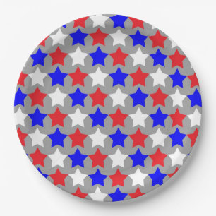 Red white and blue stars paper plate