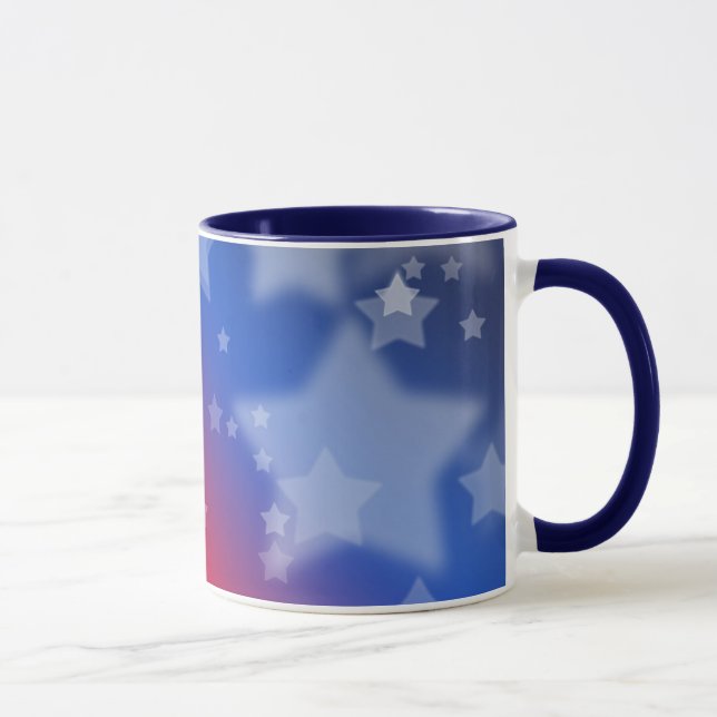 Red White and Blue Stars Patriotic Ceramic Mug (Right)