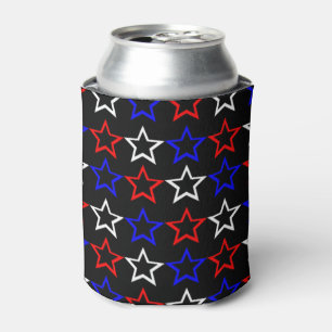 Red White and Blue Stars Pattern Can Cooler
