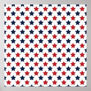 Red, White, and Blue Stars Pattern Poster