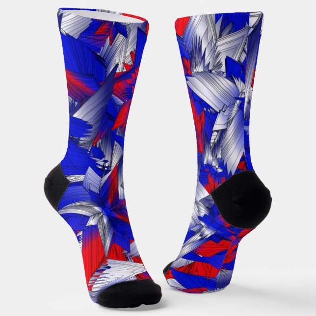 Red White and Blue Stars Socks (Angled)