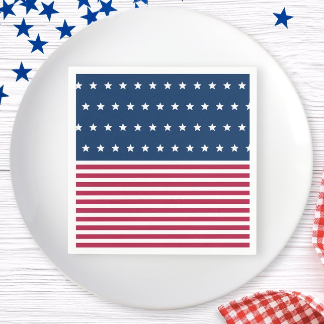 Red White and Blue Stars Stripes 4th of July Party Napkin (Red White and Blue Stars Stripes 4th of July Party Napkins)