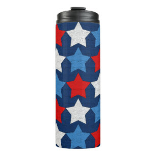 Red white and blue stars thermal tumbler