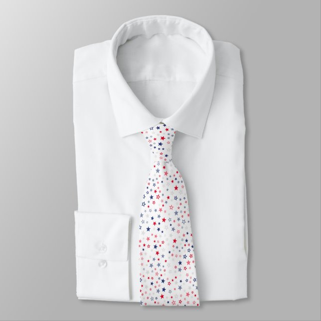 Red, White and Blue Stars Tie (Tied)