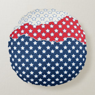 Red, White and Blue Stars (USA) (United States) Round Cushion