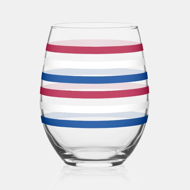 Red, White and Blue Stemless Wine Glass (Front)