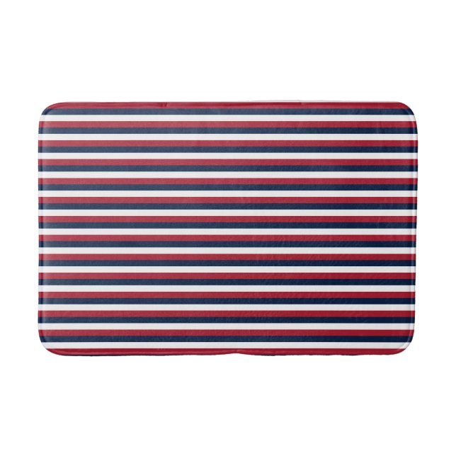 Red, White and Blue Stripe Bath Mat (Front)