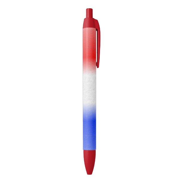 Red White and Blue Stripe Black Ink Pen (Bottom (Vertical))