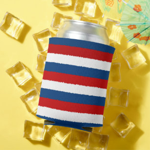 Red, White and Blue Stripe Can Cooler