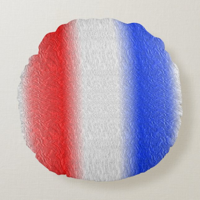 Red White and Blue Stripe Round Cushion (Front)
