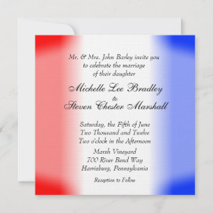 Red White and Blue Stripe Wedding Invitations