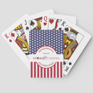 Red White and Blue Striped American Flag Party Playing Cards