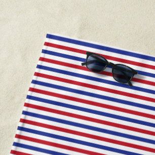 Red White and Blue Striped Patriotic Pattern Beach Towel