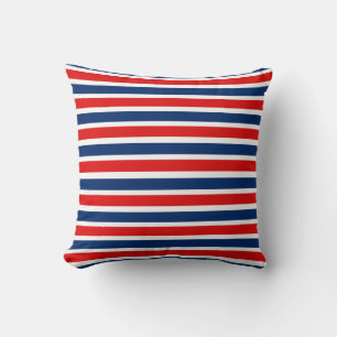 Red White and Blue Striped Pillow