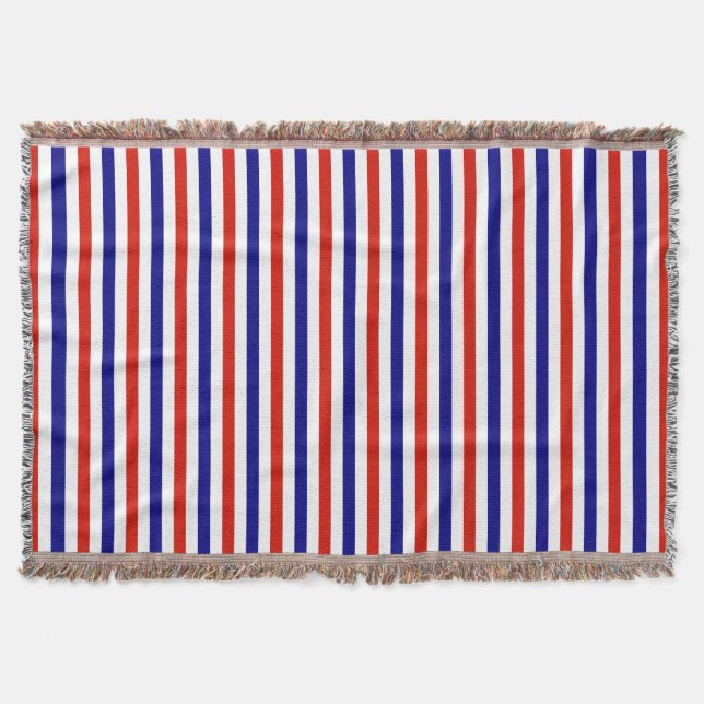 Red White and Blue Striped Throw Blanket (Front)
