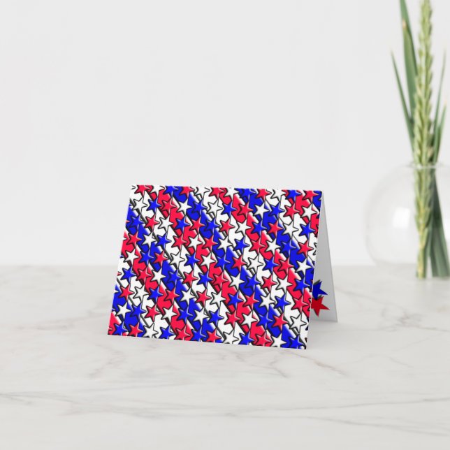 Red, White, and Blue Stripes and Stars Notecard (Front)